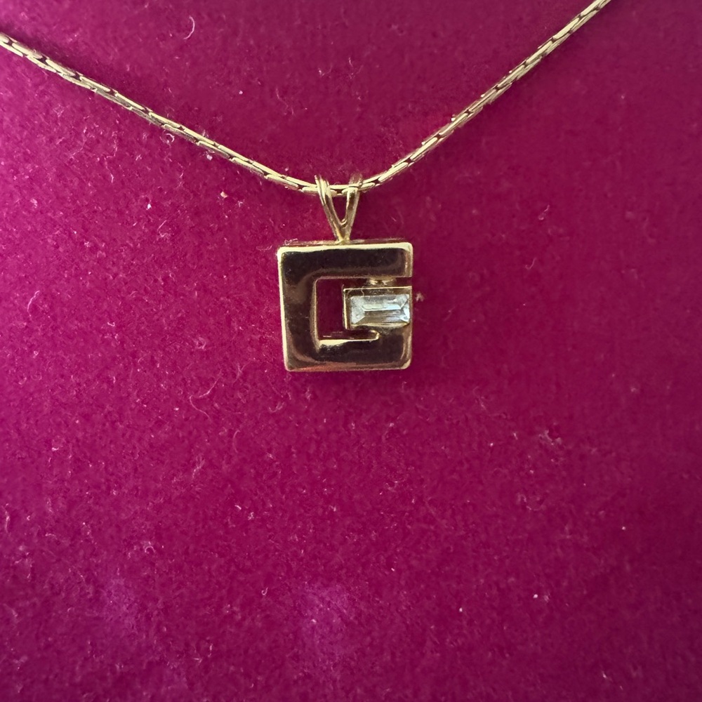 Givenchy Gold Square Pendant Necklace